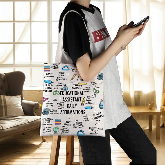Educational Assistant Daily Affirmations Gift Teaching Assistant Tote Bag C :P - Picture 6 of 6